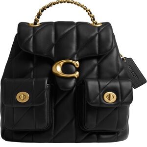 Coach Black Quilted Leather Backpack with Gold Hardware